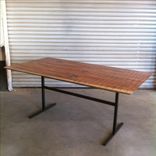 Reclaimed Dining Table On Steel Base 1 small