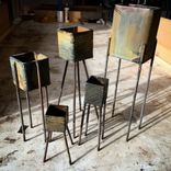 Steel W/ Patina Pots 2 small