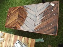 Modern Industrial Chevron Pallet Wood Coffee Table 4 small