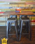 Handcrafted Pallet Herringbone Console Table With Midcentury Hairpin Legs 1 small