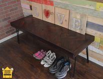 Reclaimed Bench, Reclaimed Wood Bench- Rustic Bench, Herringbone Bench 5 small