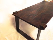 Hand Made Rustic Walnut And Black Iron Coffee Table 3 small