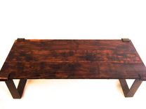 Hand Made Rustic Walnut And Black Iron Coffee Table 1 small