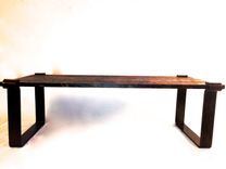 Hand Made Rustic Walnut And Black Iron Coffee Table 4 small