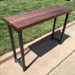Solid Walnut Console Table With Hand-Forged Metal Legs 2 small