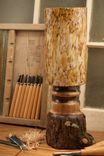 Walnut With Bark On And River Rock Columnar Glass Shade 5 small
