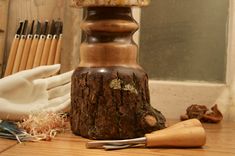 Walnut With Bark On And River Rock Columnar Glass Shade 1 small