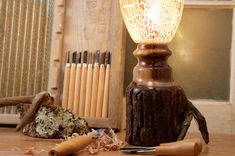 Natural Rustic Walnut Lamp 5 small