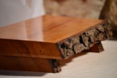 Wild Cherry Natural Edge Bark-On Footed Serving Platter, Cutting Board, Sushi 2 small
