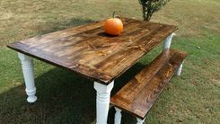Bishop Style Farmhouse Table And Bench 1 small