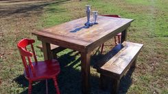 Farmhouse Dining Table & Benches 3 small