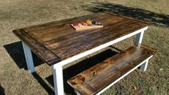 Colonial Style Farmhouse Table And Bench 1 small