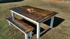 Colonial Style Farmhouse Table And Bench 2 small