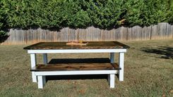 Colonial Style Farmhouse Table And Bench 3 small