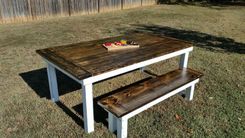 Colonial Style Farmhouse Table And Bench 4 small