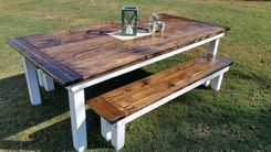 Colonial Style Table With Matching Benches 1 small