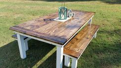 Colonial Style Table With Matching Benches 2 small