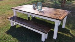 Colonial Style Table With Matching Benches 3 small