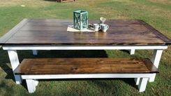 Colonial Style Table With Matching Benches 4 small