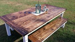Colonial Style Table With Matching Benches 5 small