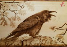 Pyrography Fine Art - Raven 2 small
