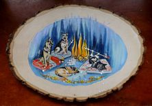 Pet Portrait On Rustic Hardwood Live Edge Wood Slices 2 small