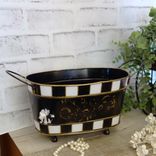 Vintage Check Small Towel Caddy Holder Black And White Check Vanity Organizer 3 small