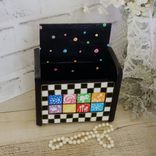 Hand Painted Whimsy Recipe Box Vintage Checks Decorative Box Checked Decor 4 small