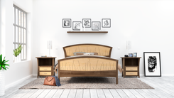 Modern Bed Frame, Walnut Headboard, Wood Bed, King Size Bed, Queen, Art Deco, 2 small
