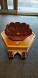 Baptismal Font In Solid Cherry With Carved Mahogany Shell Urn 2 small