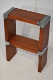 Cast-Wood Stools Rendered In Mahogany And Aluminium. 4 small