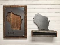 Custom - Your Home State Steel On Reclaimed Wood Wall Decor 2 small