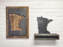 Custom - Your Home State Steel On Reclaimed Wood Wall Decor 3 small