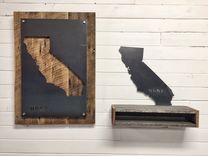 Custom - Your Home State Steel On Reclaimed Wood Wall Decor 4 small