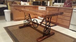 Barn Wood Dining Table With Singer Base 1 small