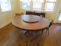White Oak 72" Round Dining Table With Lazy Susan 1 small