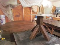 White Oak 72" Round Dining Table With Lazy Susan 2 small