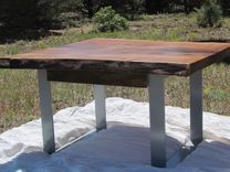 Clario Walnut Buffet , Coffee Table And Desk Made From 1 Piece Of Wood 5 small
