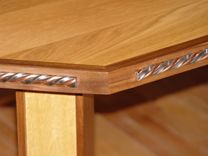 For Sale..Oak And Walnut Desk With Twisted Steel And Copper Accents 3 small