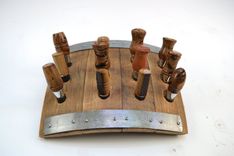Wine Bottle Wall Mounted Stopper Display - Vintners Dozen - Made From Reclaimed Ca Wine Barrels 3 small