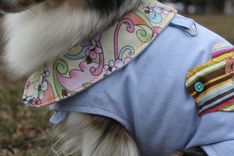 Adorable Upcycled Bird And Buttons Dog Jean Jacket - Made To Order 4 small