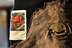 Reversible Upcycled Denim & Feed Sack Apron 33 small