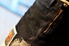 Reversible Upcycled Denim & Feed Sack Apron 34 small