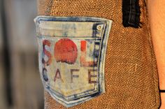 Reversible Upcycled Denim & Feed Sack Apron 39 small