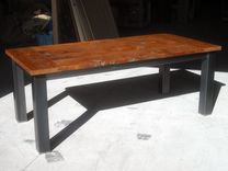 Salvaged Fir Farm Table With Metal Legs 2 small