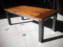 Salvaged Fir Farm Table With Metal Legs 3 small