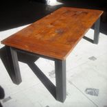 Salvaged Fir Farm Table With Metal Legs 5 small
