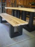 Salvaged Hand Hewn Dining Table And Bench 2 small