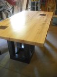 Salvaged Hand Hewn Dining Table And Bench 6 small