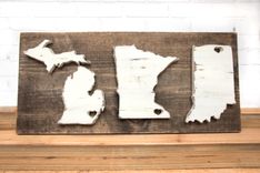 Large Wood State Sign, 3 States - Custom State Sign - Home State Sign - Wall Art - Newlywed Gift 1 small